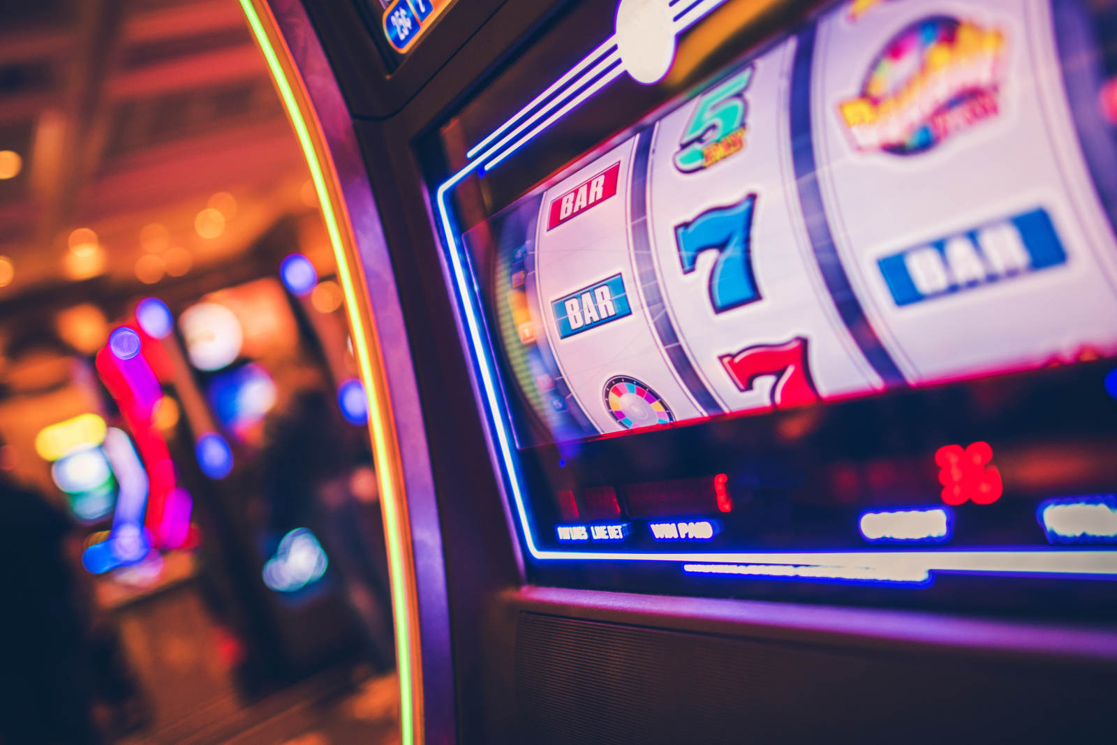 Close up of a slot machine at a Casino.